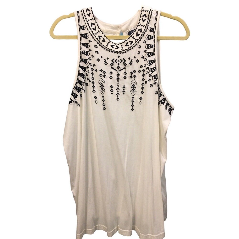Chaps Denim Women’s White Embroidered Tank Top Size XL